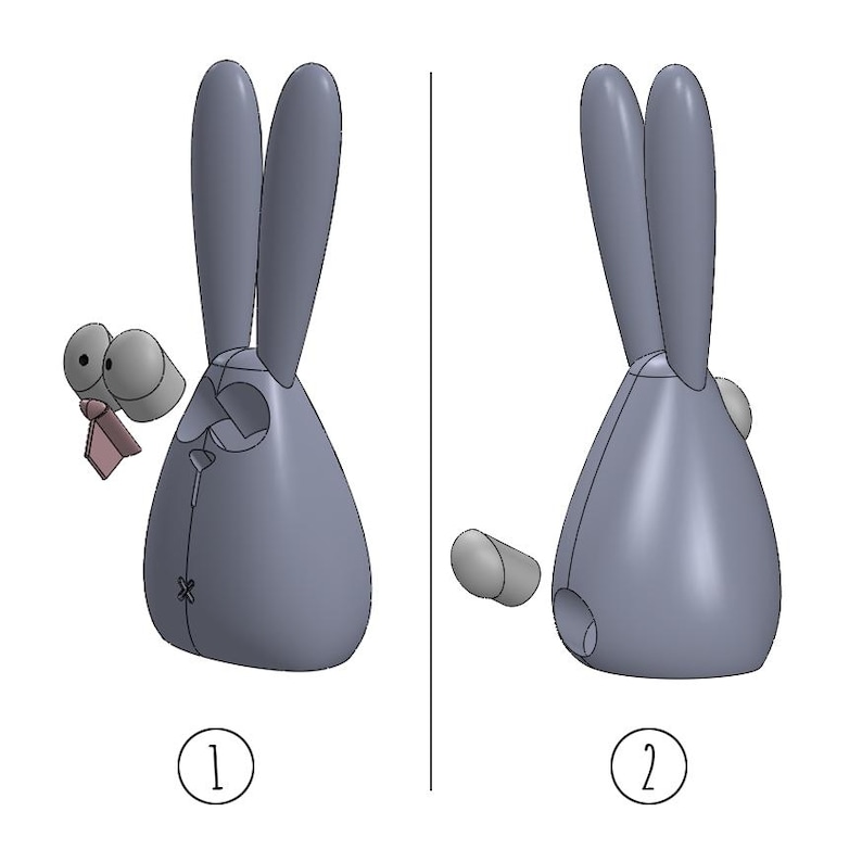 Easter Bunny STL 3MF| Minimalist Rabbit 3D Print File | Multi-Part + Solid One-Piece Models | Cute Desk Decor Figurine | Commercial license