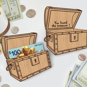 Porta-cartão-presente para caixa de tesouro | Licença Comercial | ideia de presente | Arquivos de corte SVG prontos para laser