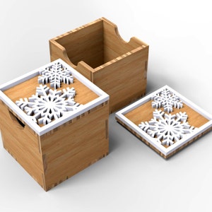 SMALL Gift box  with Snowflakes 4.5X4.5X4.5 inch / 11.4X11.4X11.4cm - Svg Laser-Ready Cut Files - INSTANT DOWNLOAD