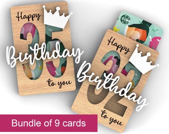 Birthday Gift Card Holder SVG Laser Cut Files: 30th-39th (Digital Download)