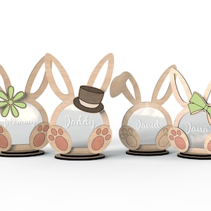 Familia de conejos de Pascua personalizados / Decoración de conejo de pie - archivo de corte por láser, archivo vectorial - DESCARGA INSTANTÁNEA - Uso comercial