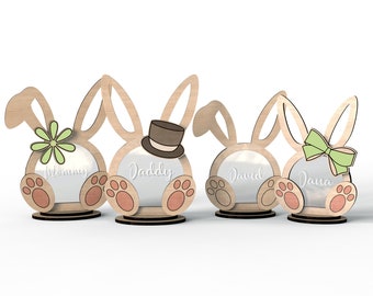 Personalized Easter Bunny Family Decor - Laser Cut Vector File (Instant Download)