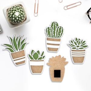 Succulent Magnets Bundle, Succulents SVG bundle, Mother&#39;s day gift, Laser-Ready Cut Files