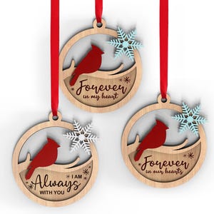 Cardinal Christmas Ornament Laser Cut Files | Memorial Ornament | I am always with you | Glowforge, Xtool Svg Laser-Ready | INSTANT DOWNLOAD