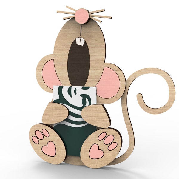 Funny Mouse gift card holder | gift idea for kids | Svg Laser-Ready Cut Files