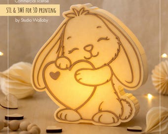Cute Bunny Lantern STL File | 3D Printable Night Light | Kids Room Decor | Nursery Lamp | Commercial License