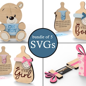 Personalized Gift Card Holders Bundle for Newborn | New Baby | Baby Sprinkles Gift | Baby Shower | Svg Laser-Ready Cut Files