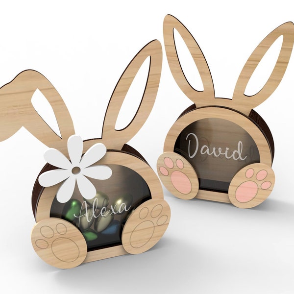 Personalized Easter bunny box for chocolate eggs - laser cutting file, vector file - INSTANT DOWNLOAD - Commercial use