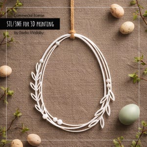 Paaseierenkrans STL-bestand | 3D-afdrukbare deurkrans | Lente woondecoratie | Commerciële licentie