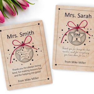 Carte de voeux Star Teacher| Cadeau personnalisé pour professeur - Fichiers Svg découpés au laser