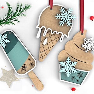 Süße weihnachtliche Eis Ornamente Bündel - 3er Set | Laserfertige Schnittdateien | SVG | SOFORTIGER DOWNLOAD