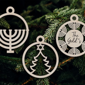 Hanukah Jewish ornament for Christmas tree  - Svg Laser-Ready Cut Files - INSTANT DOWNLOAD