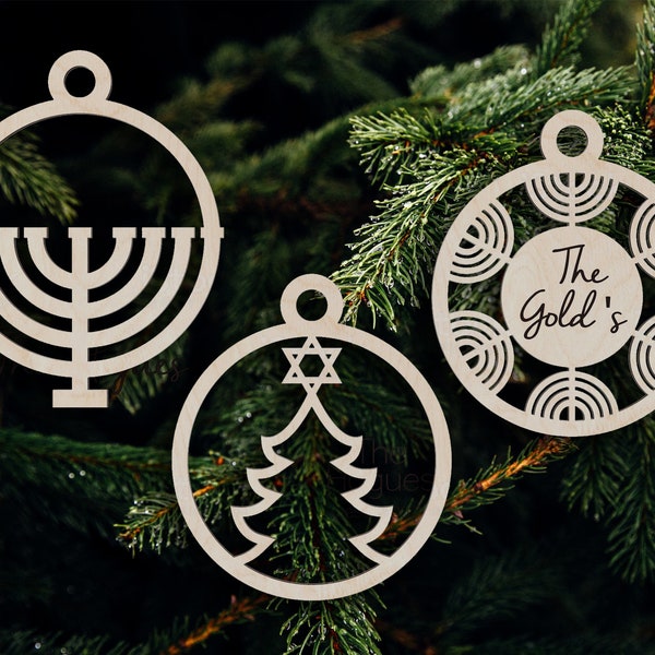 Hanukah Jewish ornament for Christmas tree  - Svg Laser-Ready Cut Files - INSTANT DOWNLOAD