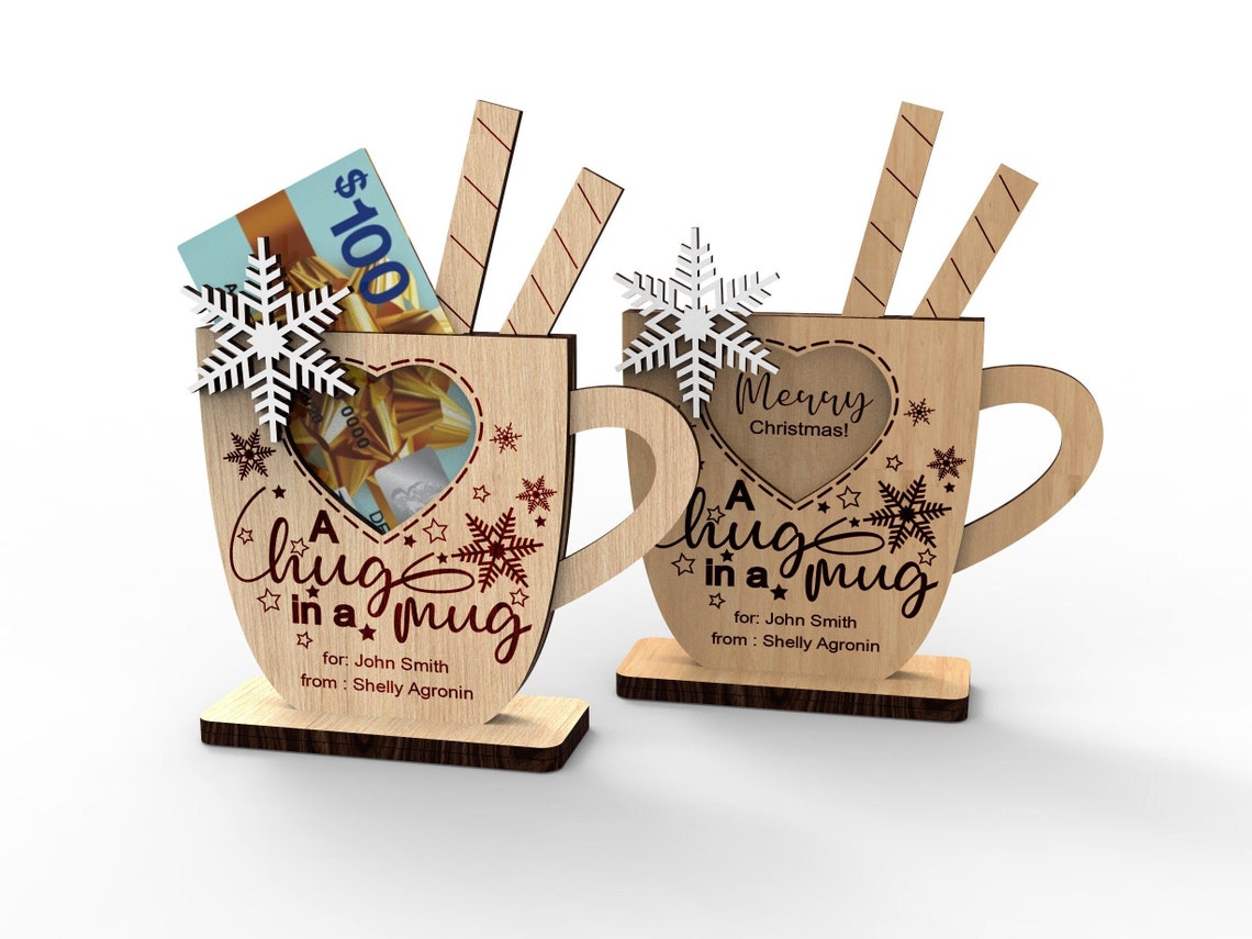 A Hug in a Mug Gift Card Holder Personalized Holiday Gift Etsy