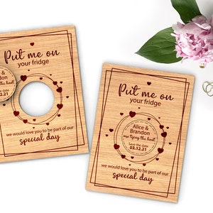 Tarjeta para guardar la fecha con imán / Imán de madera para bodas / Archivos SVG personalizados listos para cortar