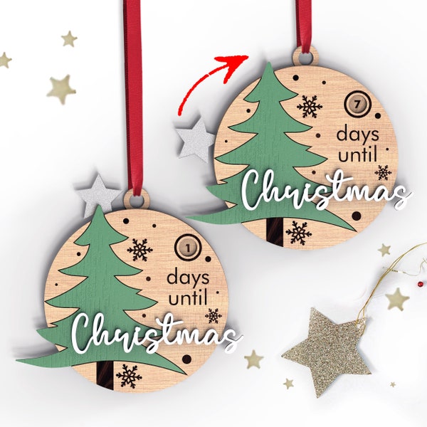 Christmas Countdown ornament | Days Till Christmas | Glowforge, Cricut | Svg Laser-Ready Cut Files | INSTANT DOWNLOAD