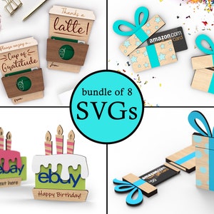 Porta-cartão-presente personalizado | Feliz aniversário | Arquivos de corte SVG prontos para laser