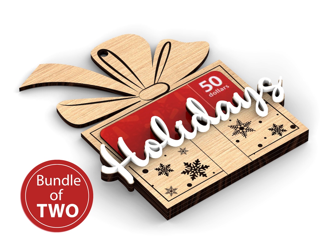 Personalized Christmas Gift Card Holder Tree Ornament Wooden Tree Decor