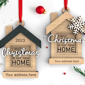 Personalized First Christmas in our New Home Ornament | Glowforge,  Svg Laser-Ready Cut Files | wooden  tree decor | INSTANT DOWNLOAD