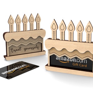 Portatarjetas de regalo de cumpleaños / Date un capricho / Feliz cumpleaños / Tarta de cumpleaños / Archivos de corte láser listos para usar en formato Svg
