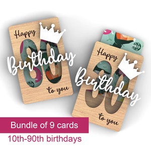 Happy birthday gift card holder | 10th 20th 30th 40th 50th 60th 70th 80th 90th | Cash Money gift | Svg Laser-Ready Cut Files