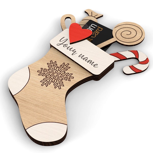 Porte-carte-cadeau de bas de Noël personnalisé | | personnalisés Svg Laser-Ready Cut Files - TÉLÉCHARGEMENT INSTANTANÉ