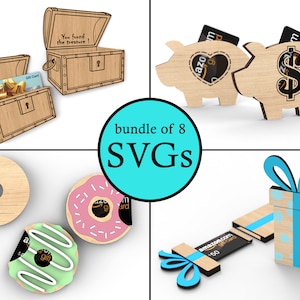 Porta-cartões-presente personalizados | Pacote de uso comercial | Arquivos de corte SVG prontos para laser