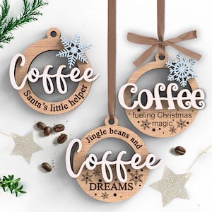 Coffee Christmas Ornament SVG Laser Cut Files (Instant Download)