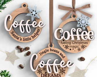 Kaffee Weihnachten Ornament SVG Laser Cut Dateien (Instant Download)