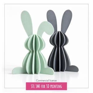 Moderna påskharepar STL-fil | Minimalistisk vårdekoration | 3D-utskrivbar kaninskulptur | Kaninset | Kommersiell licens