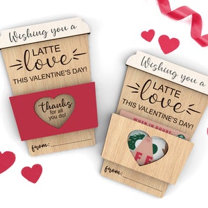 Un café con leche de amor / Portatarjetas de regalo personalizado para San Valentín / Feliz día de San Valentín / Archivos de corte láser listos para usar en formato Svg