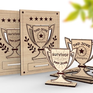 Presente de aniversário engraçado para o pai | Campeão da piada do pai | Arquivos de corte Svg prontos para laser do troféu do papai