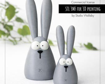 Easter Bunny STL File | 3D Printable Bunny Figurine | Solid + Multi-Part Options | Spring Decor | Commercial License