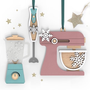 cadeau pour les boulangers | Décorations de Noël de cuisine | Mélangeur mélangeur | Lot de 3 fichiers SVG de pâtisserie | Fichiers découpés prêts pour le laser