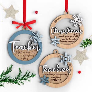 Personalized Teacher Christmas Ornament SVG Laser Cut Files (Digital Download