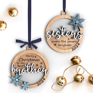 Siblings Christmas Ornament SVG Laser Cut Files: Glowforge Ready (Digital Download)