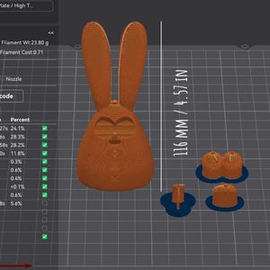 Multi-piece rabbit figurine 3D printing STL model, for multi-color printing