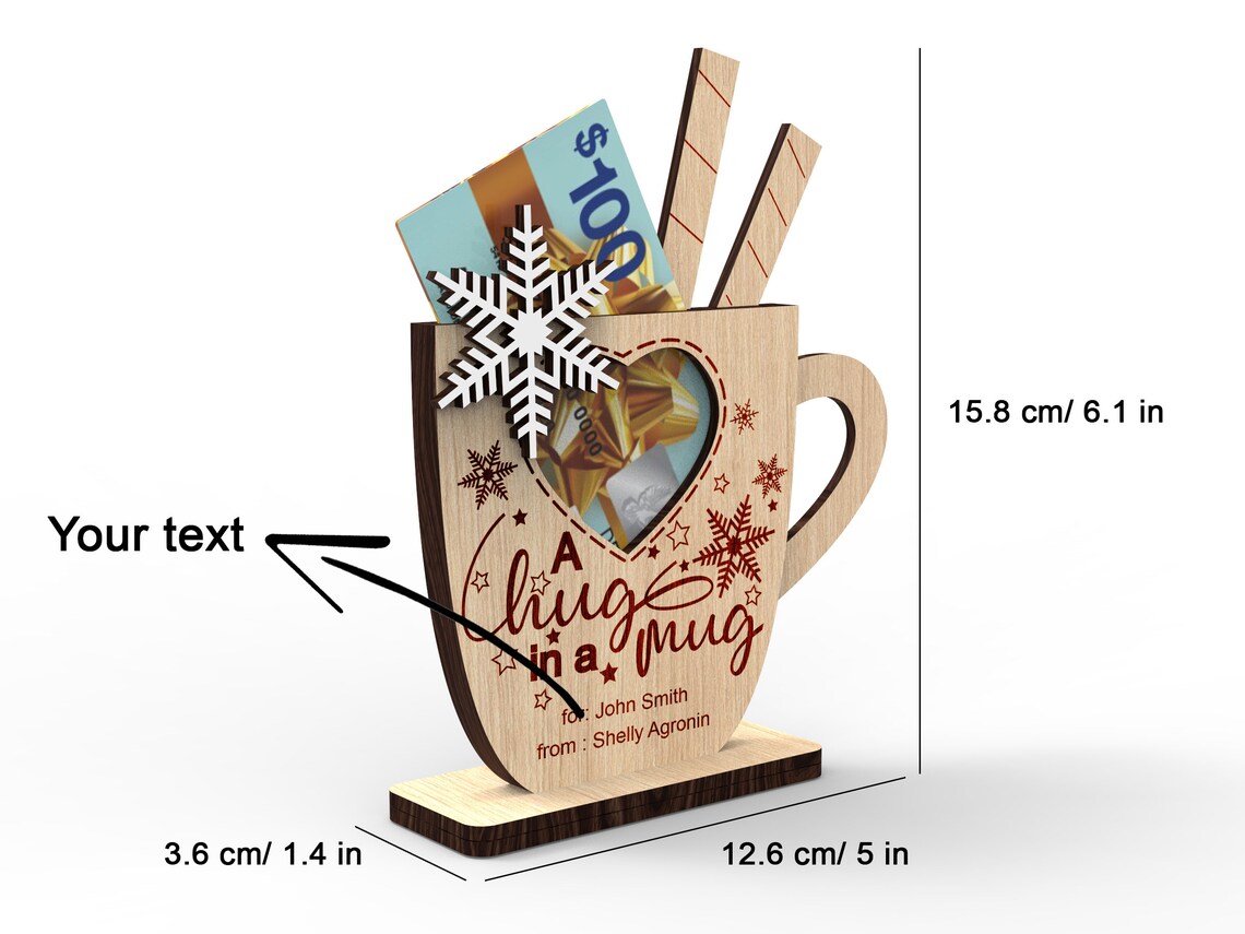 A Hug in a Mug Gift Card Holder Personalized Holiday Gift Etsy