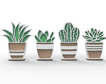 Succulents SVG Laser cut files. Cacti |  Commercial License | Home Decor - INSTANT DOWNLOAD set- Svg Laser-Ready Cut Files