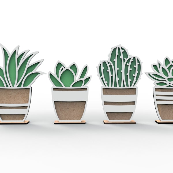 Succulents SVG Laser cut files. Cacti |  Commercial License | Home Decor - INSTANT DOWNLOAD set- Svg Laser-Ready Cut Files