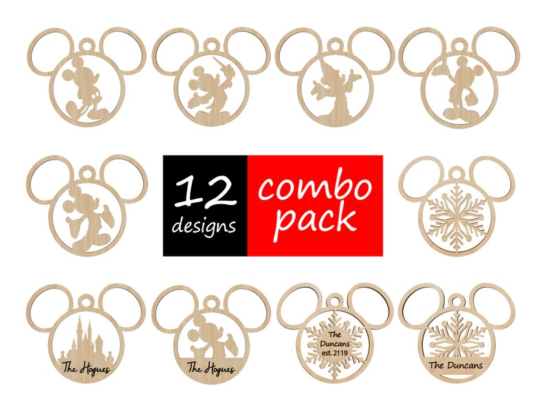 Download Christmas Disney ornament decor combo pack Svg Laser-Ready ...