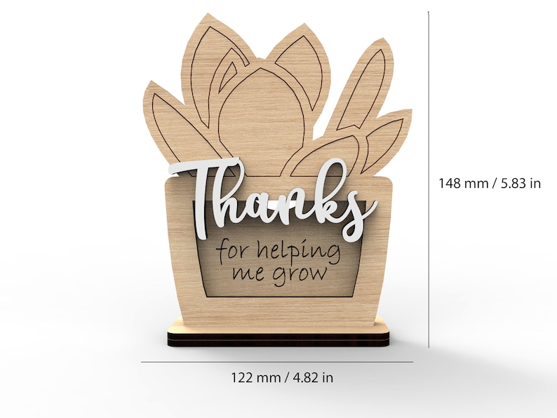 Succulent Teacher Appreciation Gift Card Holder | Thank You for helping me grow | Svg Laser-Ready Cut Files