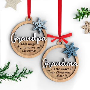 Svg Laser-Ready Cut Files | Grandpa Grandma Christmas Ornaments Set  | Gift idea | Grandparents Grandmother Grandfather| Glowforge