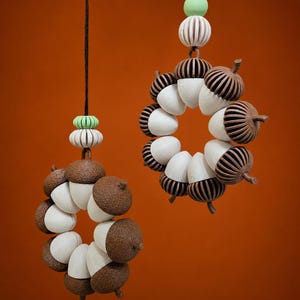 Acorn Wreath Ornament STL | Fall Decor 3D Print File | Set of 2 | Autumn Hanging Ornament | Woodland Thanksgiving Decor | Commercial License