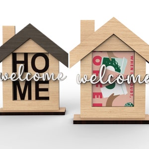 Welcome Home | Personalized Housewarming Gift Card Holder | Realtor Closing , Real Estate Agent Gift | Svg Laser-Ready Cut Files