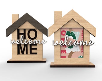 Willkommen zu Hause | Personalisierter Einweihungsgeschenk-Kartenhalter | Makler Abschluss, Makler Geschenk | geschnitten Datei