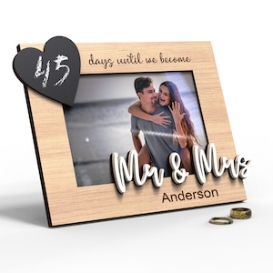 Wedding countdown photo frame | Engagement Gift | Personalized | Bride to Be gift, | Svg Laser-Ready Cut Files