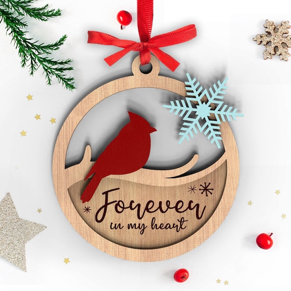 Cardinal Memorial Ornament Laser Cut Files: Glowforge Xtool SVG (Instant Download)