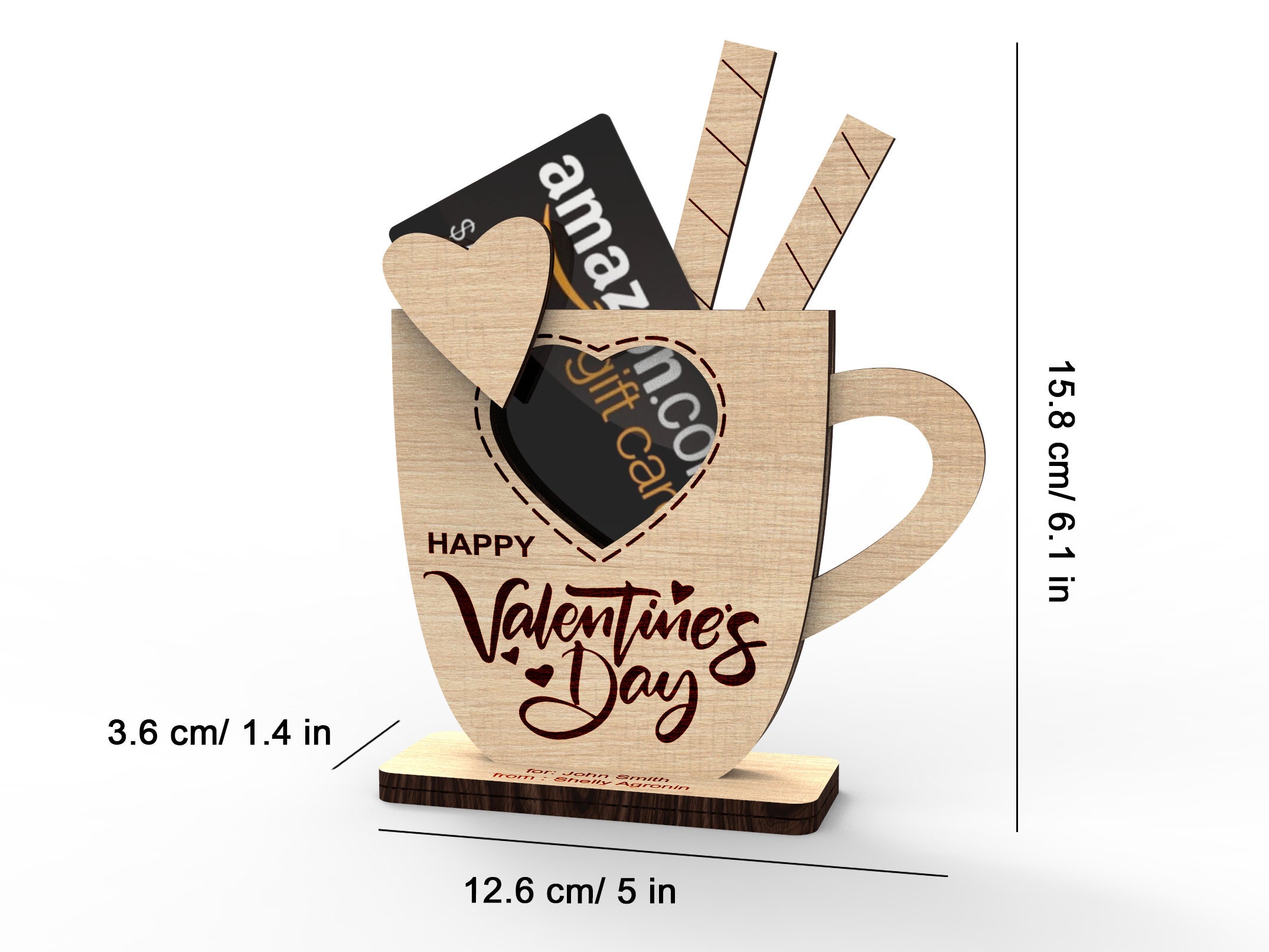 A Hug in a Mug Gift Card Holder Personalized Valentines Day Etsy