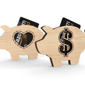 Personalized piggy bank Gift Card holder | Commercial License | gift idea | Cash money holder template | Svg Laser-Ready Cut Files